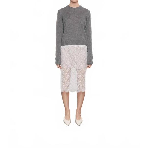NEW ENZA COSTA cashmere easy long sleeve crew top in thunder